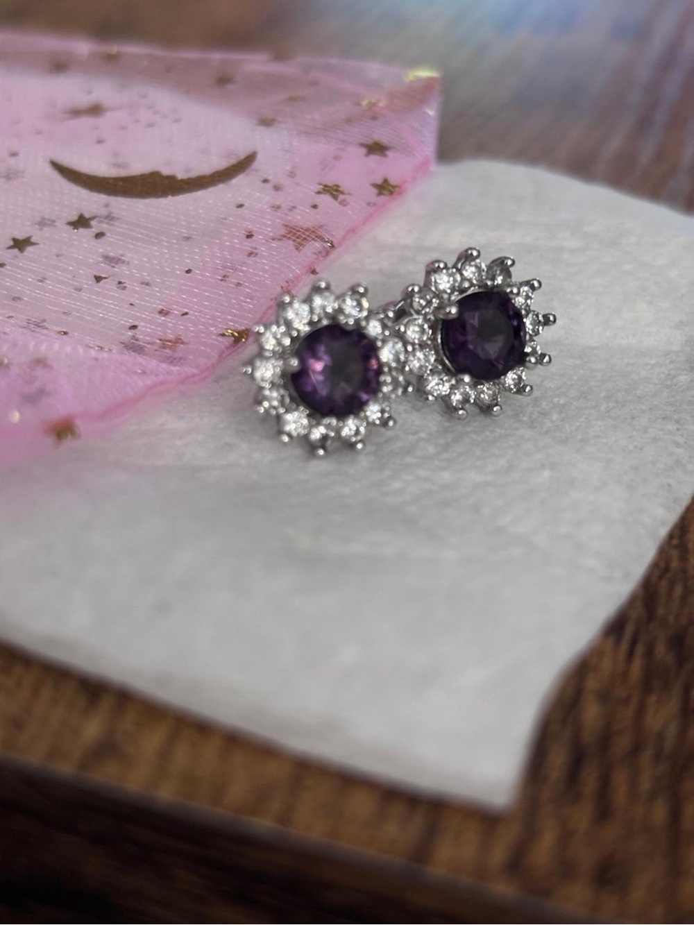 Assorted Women’s Stud Earrings Set - Gold and Dark Blue/Silver Stones - Picture 2 of 4